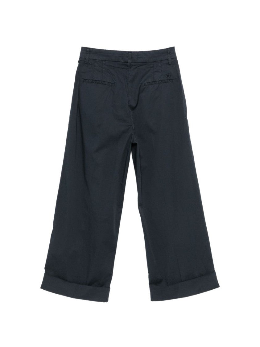 Peuterey Wide-Leg Cropped Pants With High Waist And Cuffed Hem