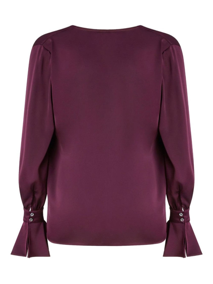 Pinko Bordeaux Blouse With Draped Cowl Neckline