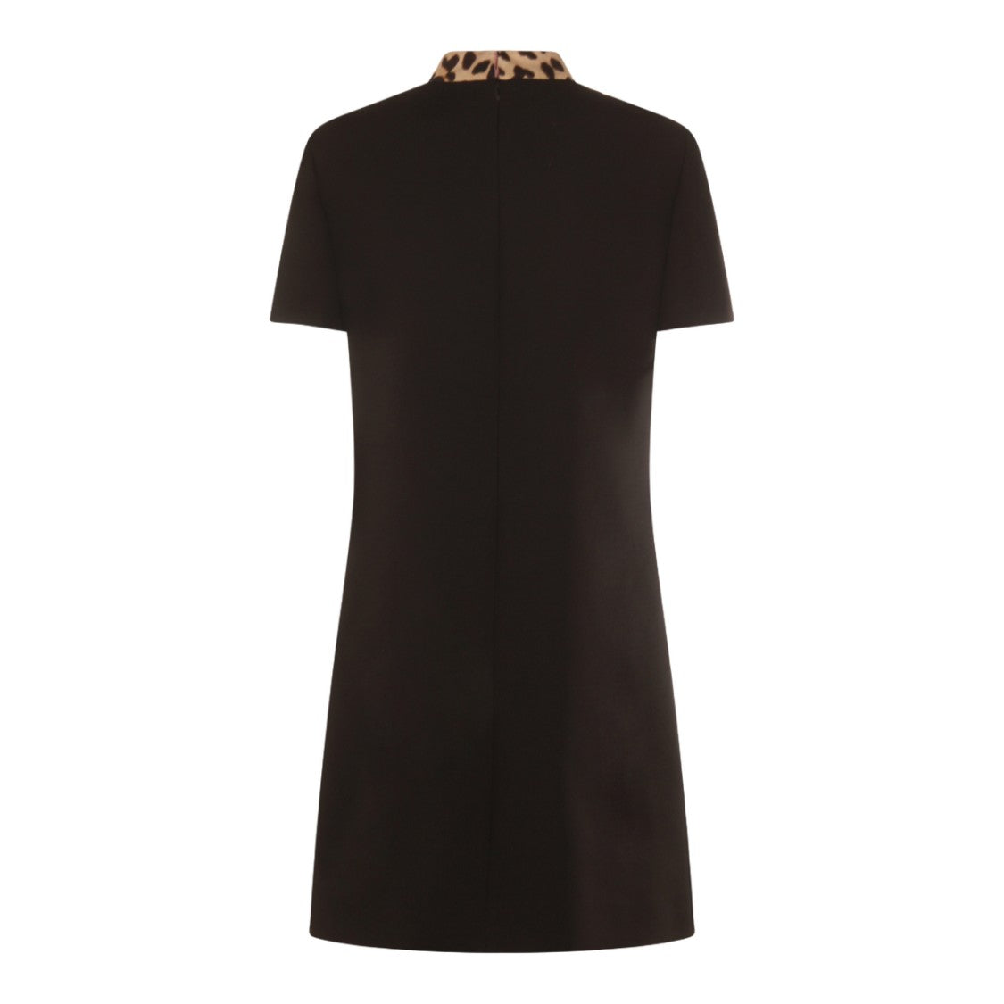 Valentino Black Silhouette Dress With Leopard Print Accents