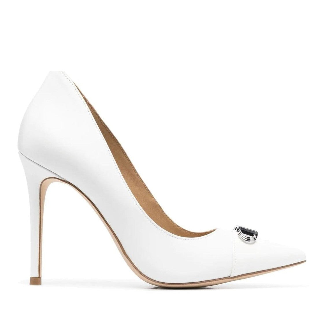 Michael Kors White Parker Pointed Toe High Stiletto Heel Leather Pumps