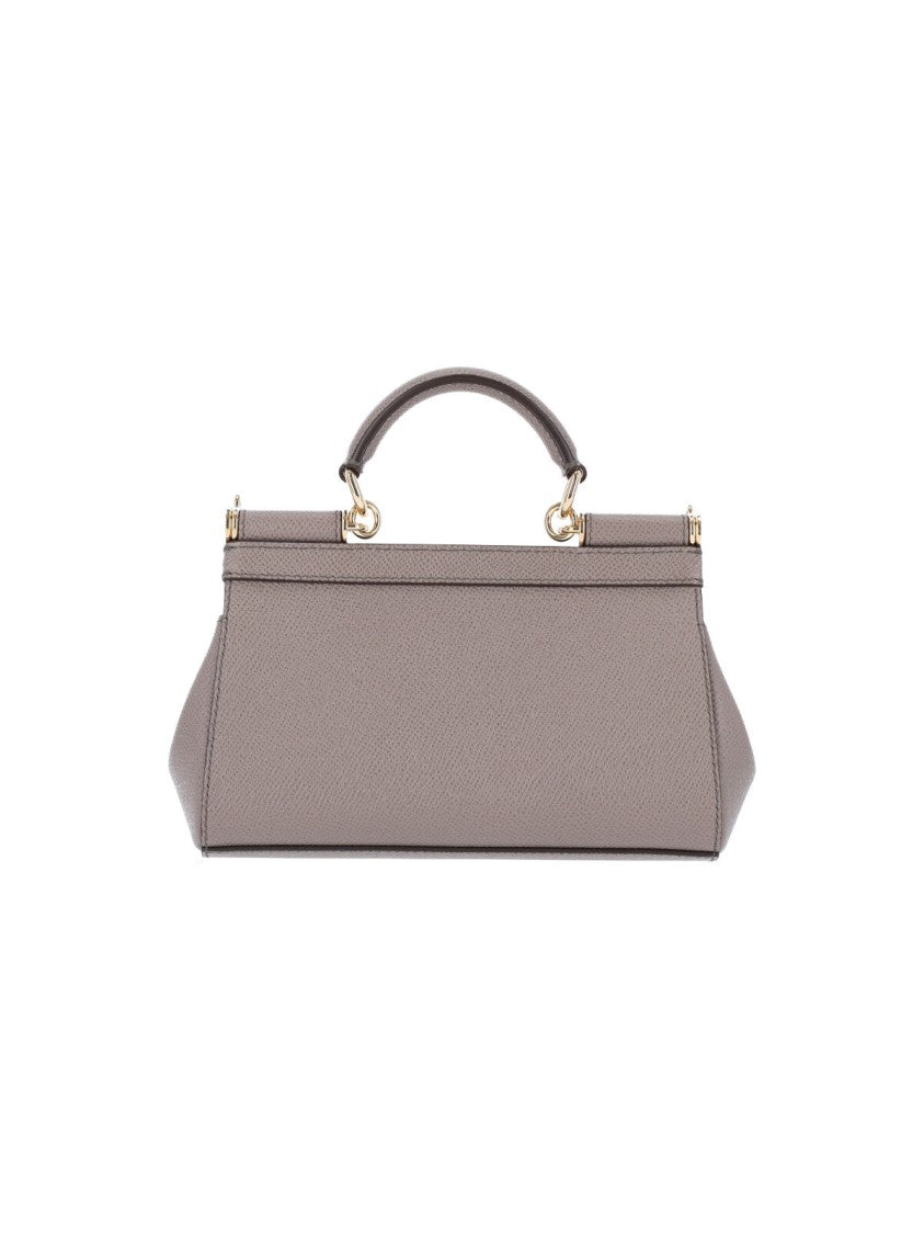 Dolce & Gabbana Taupe Sicily Small Leather Top-Handle Shoulder Bag