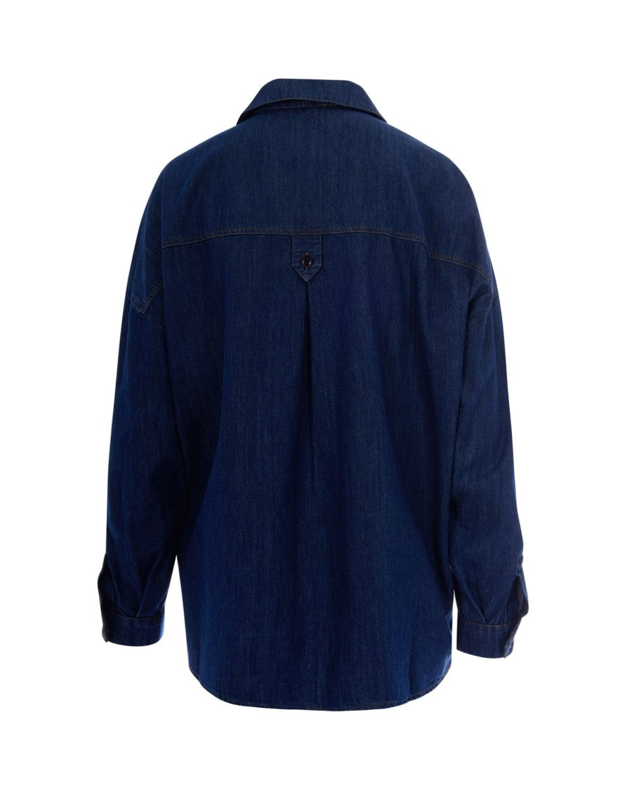 Sessùn Indigo Denim Overshirt With Jewel Button Accents