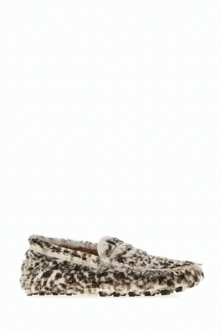 Tod's Textured Calfskin Loafers With Spotted Animal Print