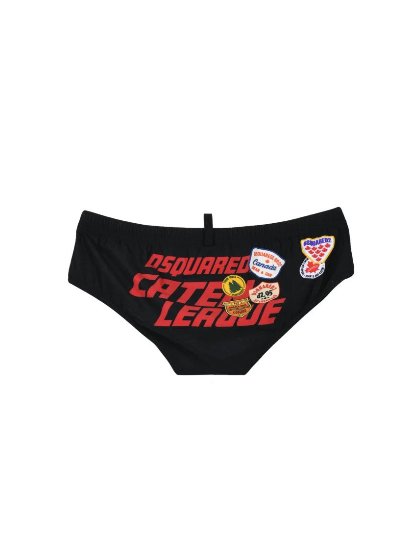 Dsquared2 Close-Fitting Beach Swim Briefs With Bold Graphic Accents