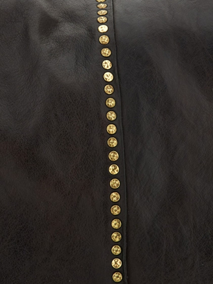 Campomaggi Large Slouchy Handbag With Textured Leather And Decorative Studs