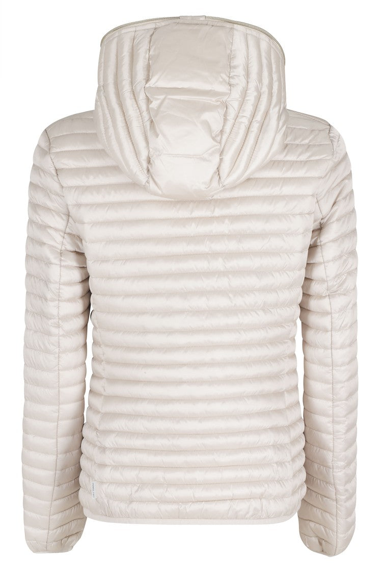 Save The Duck Beige Alexa Hooded Quilted Polyester Down Jacket