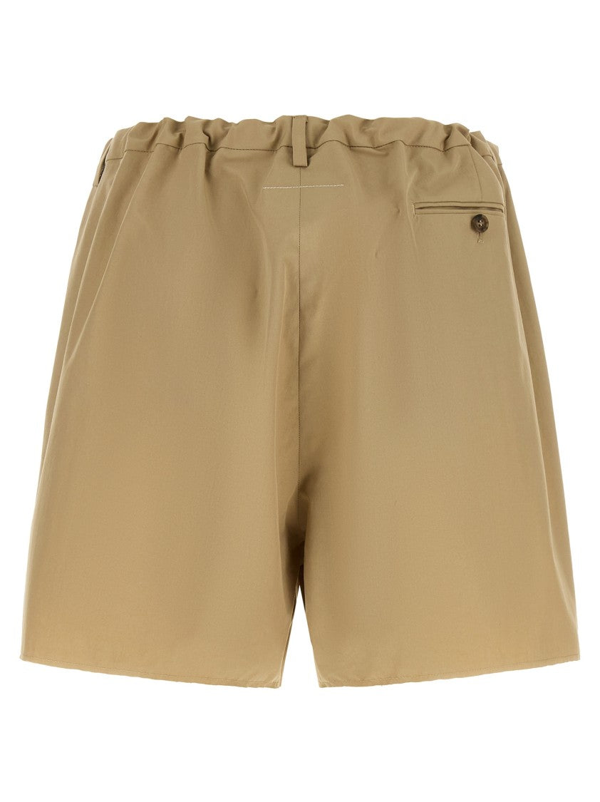 Mm6 By Maison Margiela 'White Stitch Line' Raw Cut Poplin Shorts