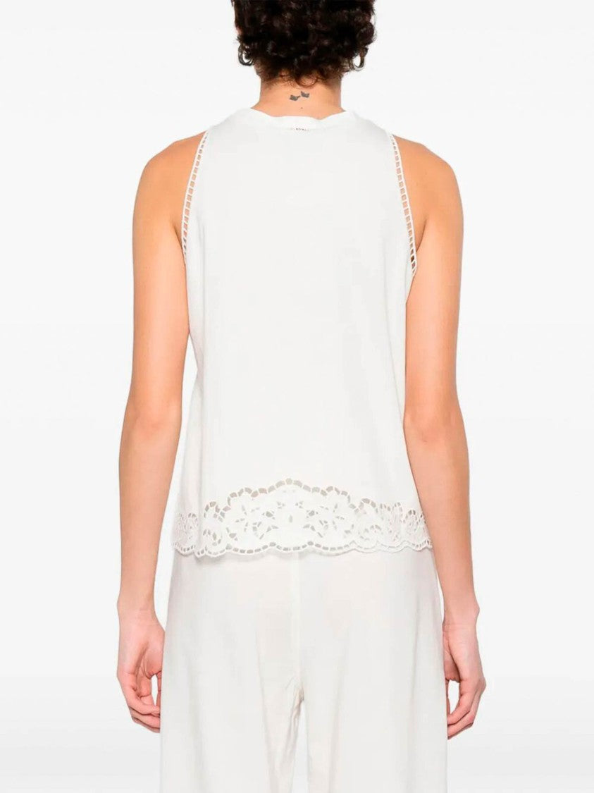 Twin-Set Sleeveless Top With Intricate Lace Cut-Out Detailing