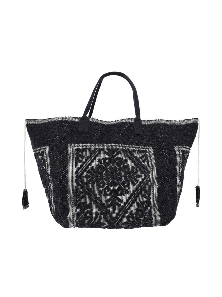 Ledaf Black Olbia Embroidered Tassel Tote Bag