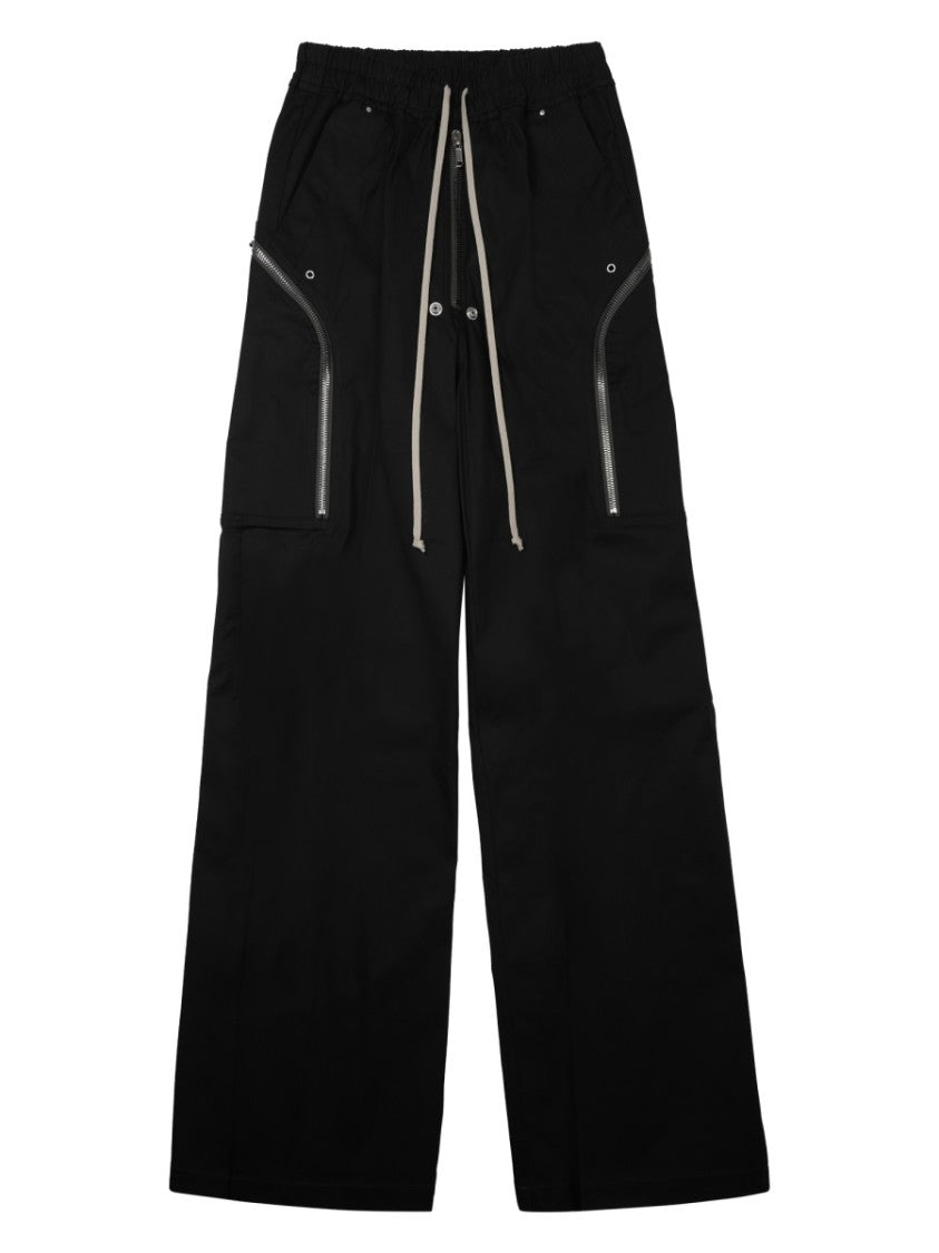 Rick Owens Wide-Leg Black Casual Pants With Elastic Waistband And Functional Pockets