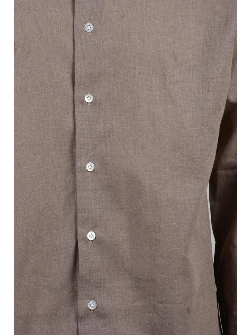 Borriello Taupe Cotton Linen Men Shirt