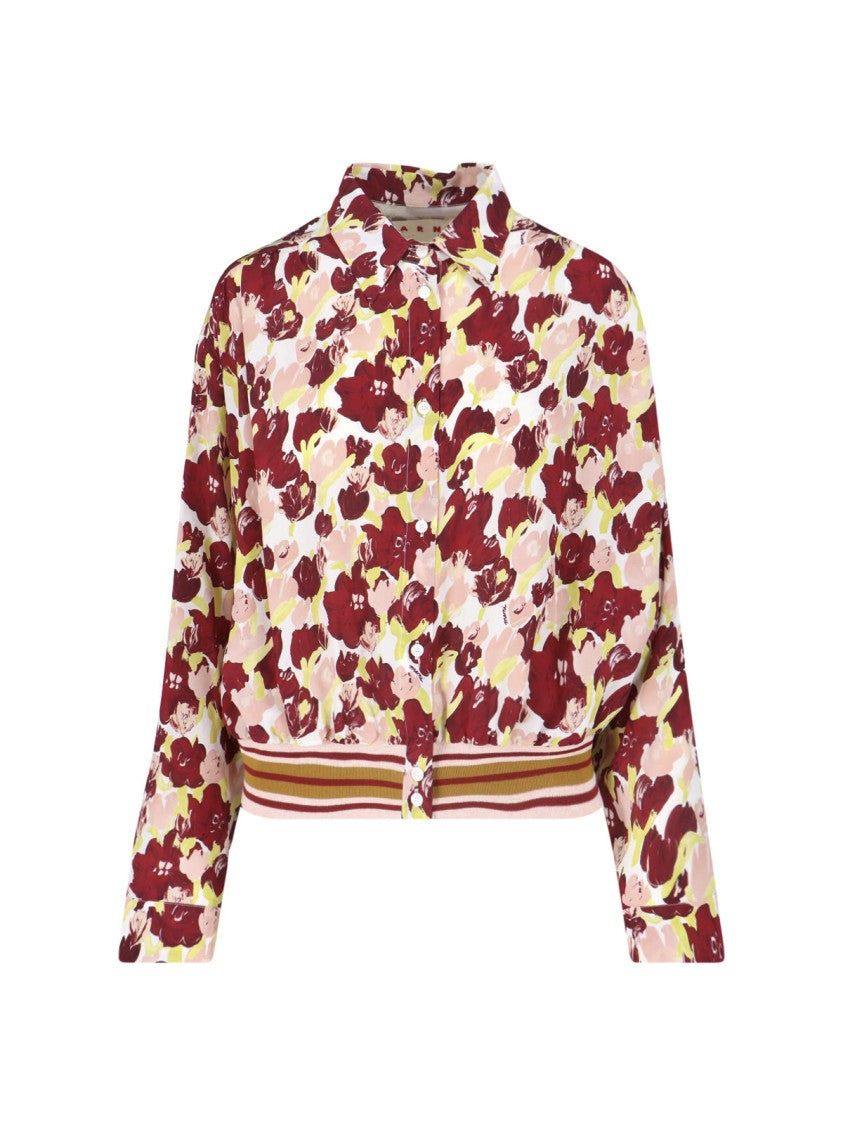 Marni Multicolor Floral Pattern Silk Shirt