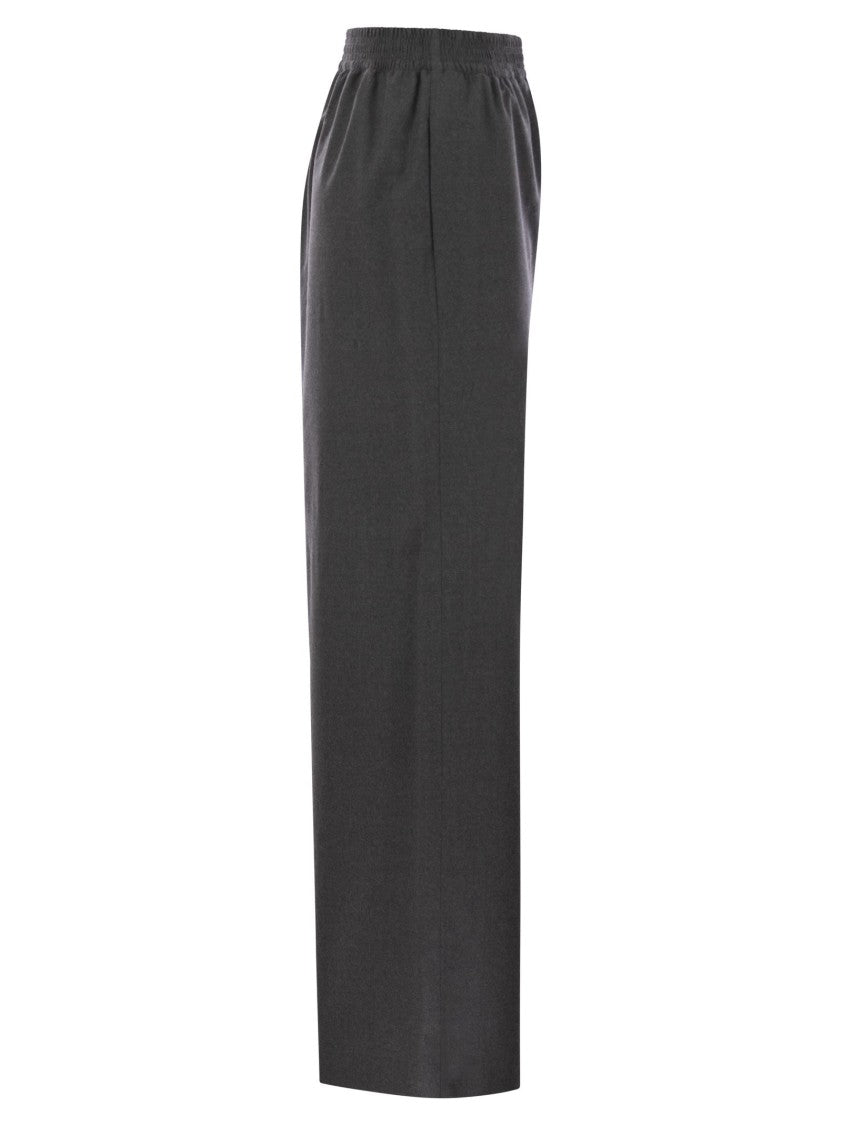 Fabiana Filippi Fluid Wide Flannel Trousers With Elastic Waistband