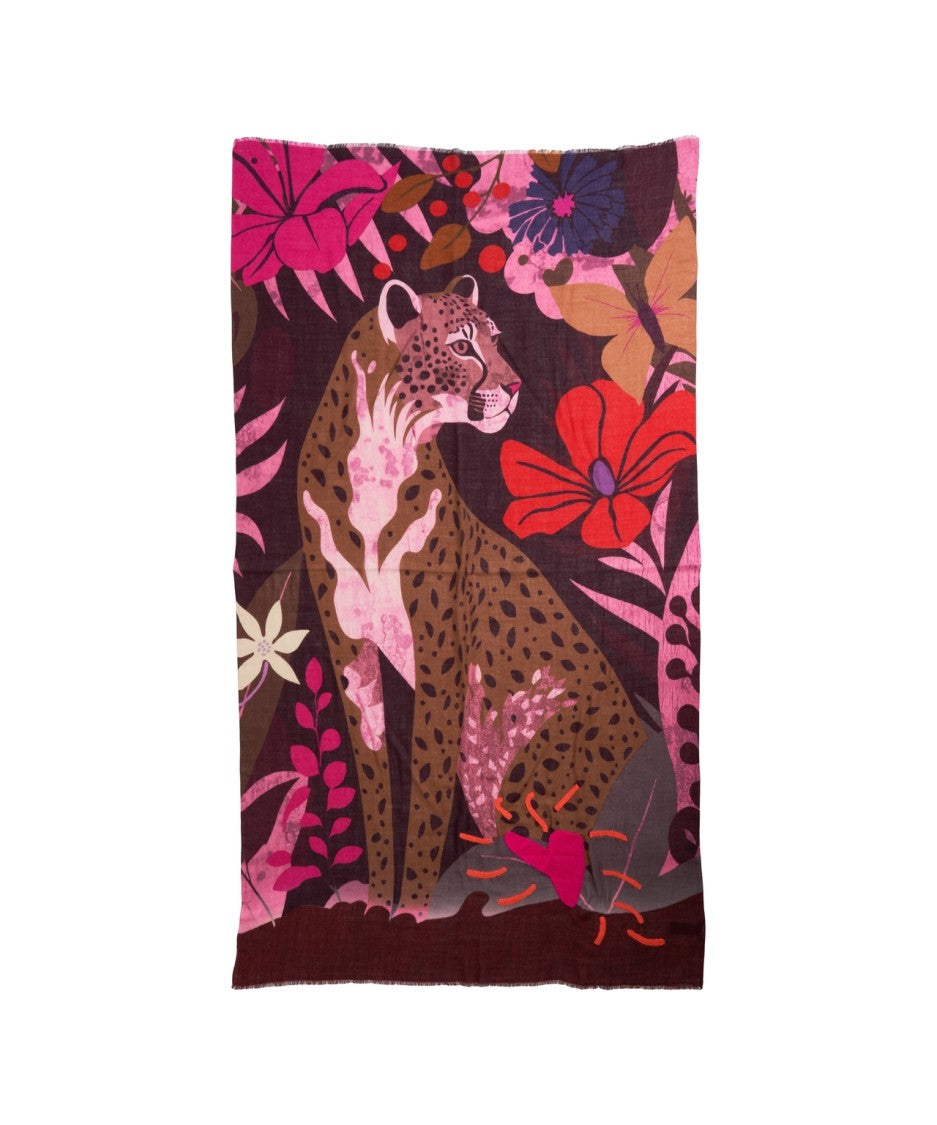 Codello Multicolored Abstract Pattern Foulard With Fringed Edges