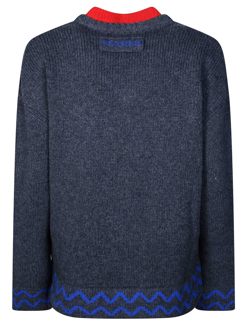 Marni Layered Round-Neck Knit Sweater