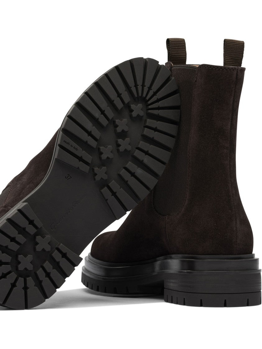 Gianvito Rossi Suede Ankle Boots With Rubber Sole