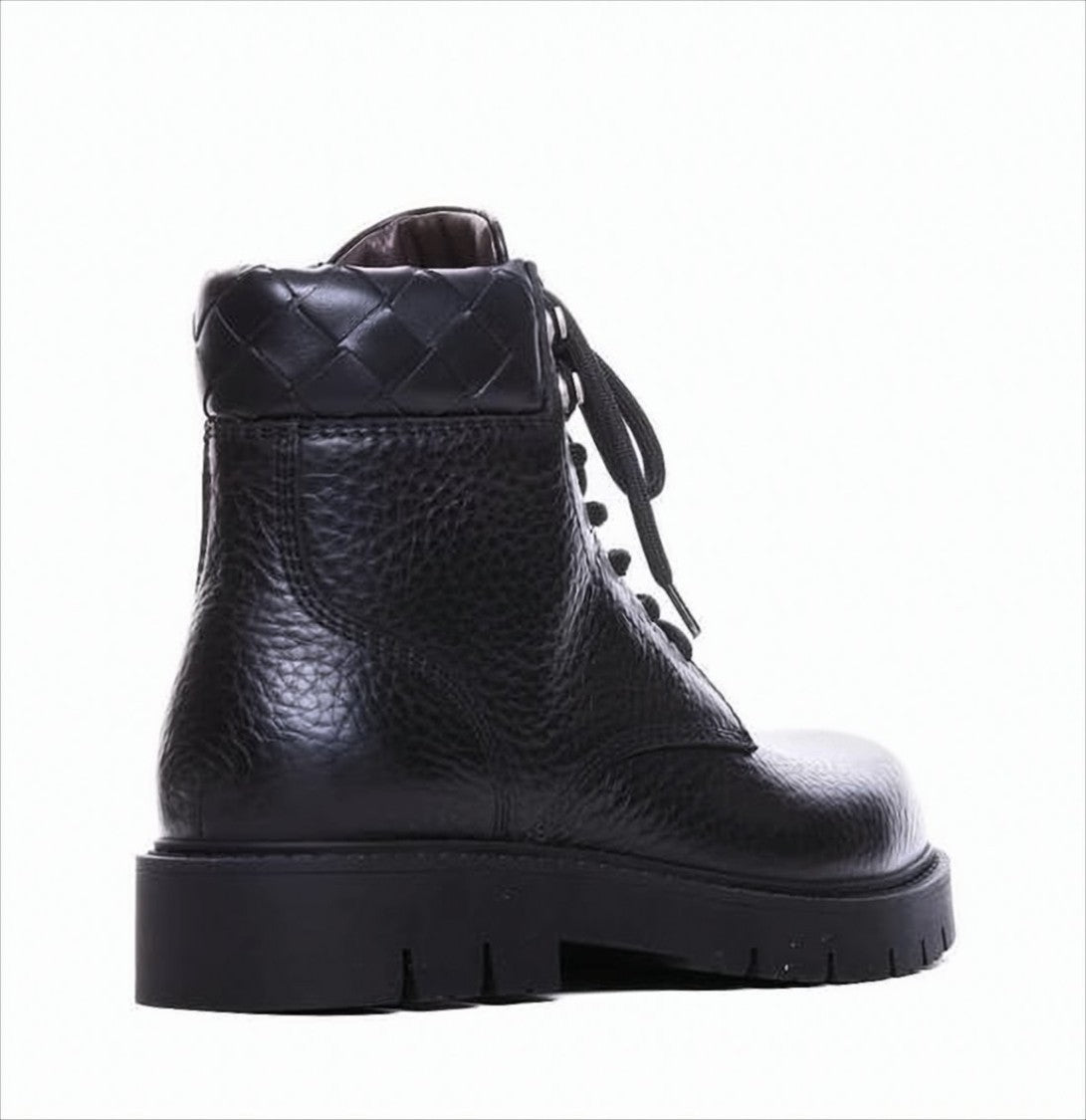 Bottega Veneta Textured Leather Lace-Up Boots