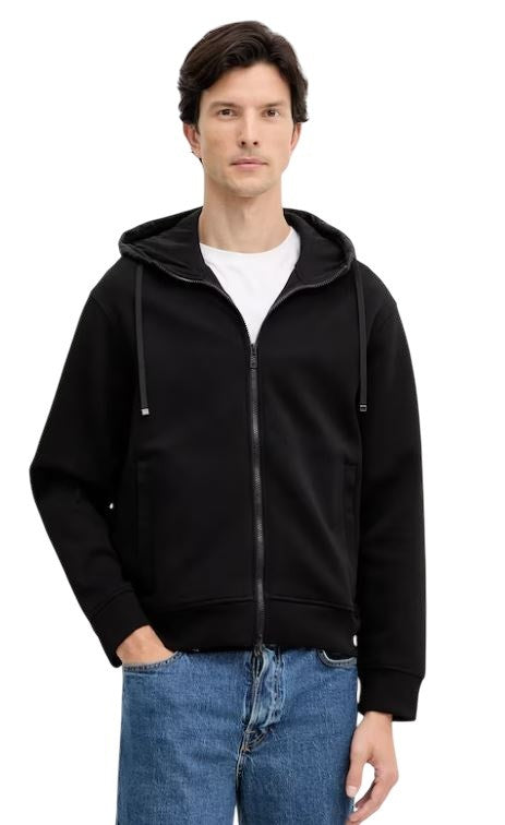 Armani Exchange Quilted Insert Black Hoodie Front Zipper