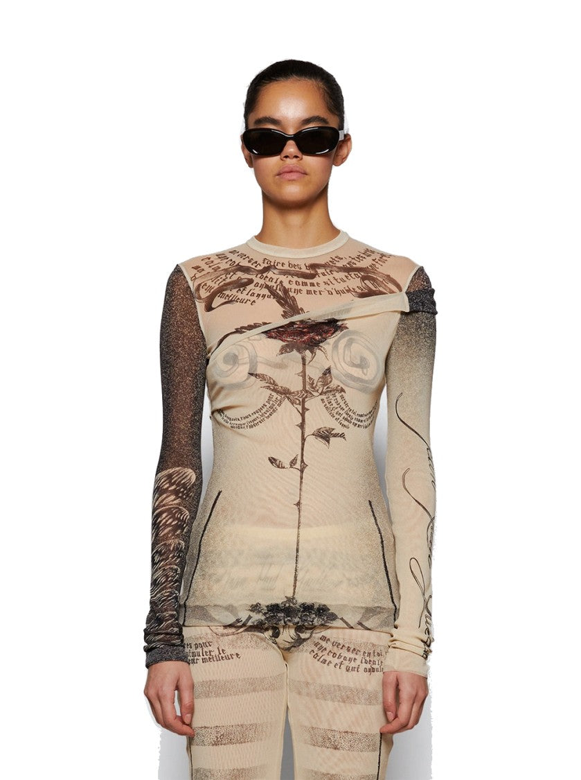 Jean Paul Gaultier Double Layer Mesh Tattoo Rose