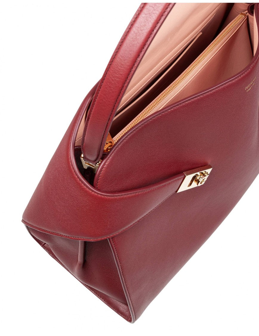 Salvatore Ferragamo Deconstructed Calfskin Shoulder Bag With Gold Accents