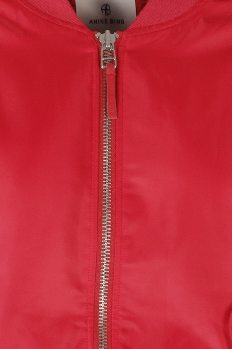 Anine Bing Red Leon Military Polyester Bomber Jacket