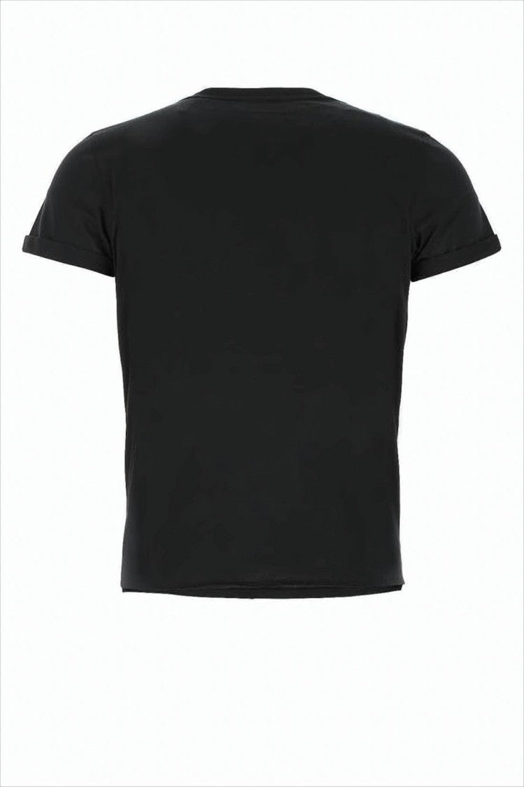 Saint Laurent Fitted Short-Sleeve Crop Top With Centered Logo