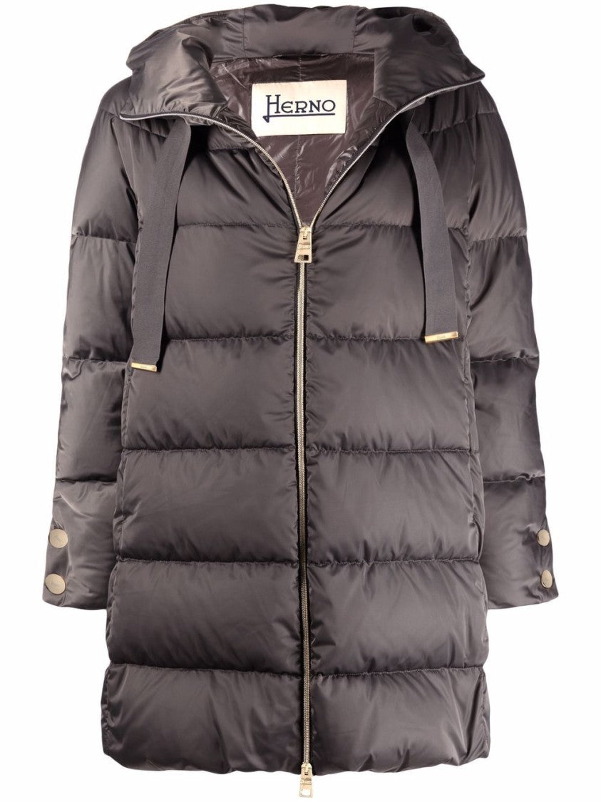 Herno Lightweight Puffer Jacket With Hood And Three-Quarter Sleeves