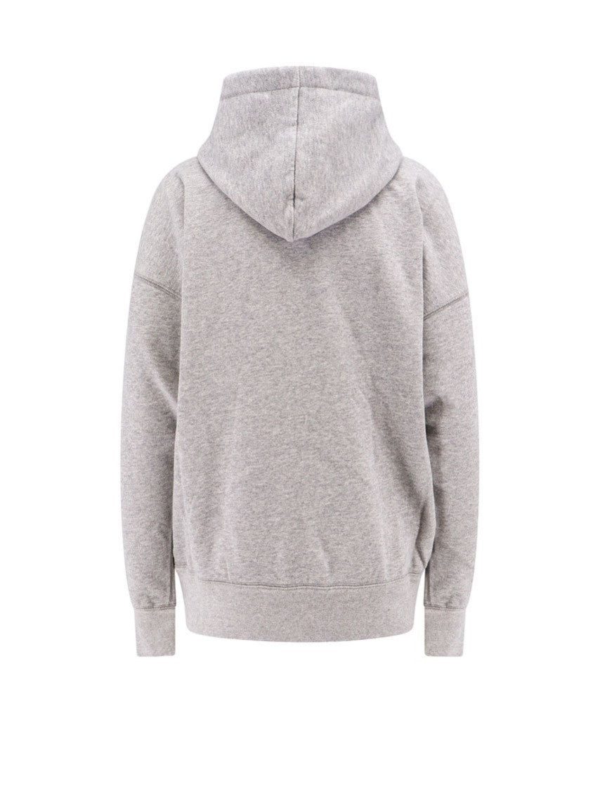 Isabel Marant Heathered Fabric Hoodie With Graphic Logo Detail