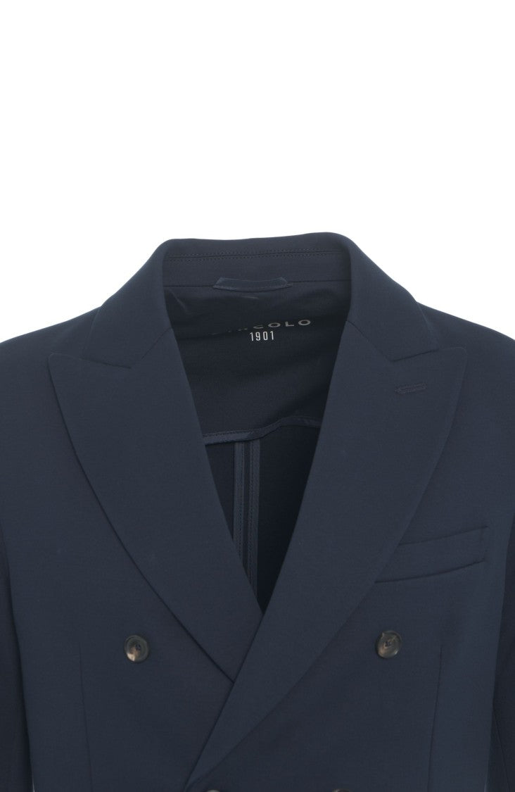 Circolo 1901 Double-Breasted Blazer With Knit Texture And Tailored Silhouette