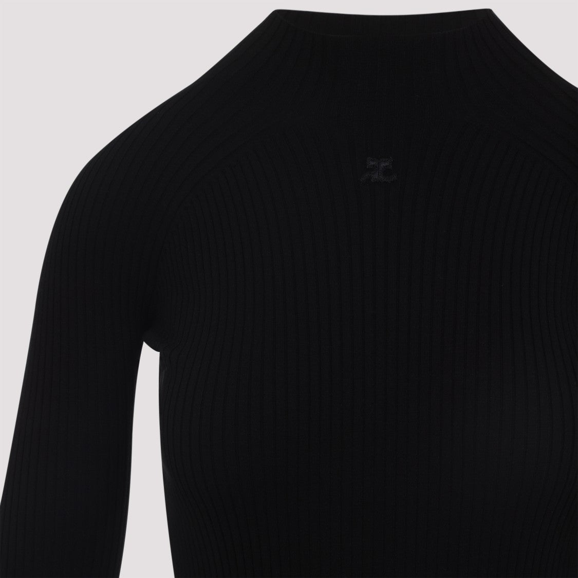 Courrèges Circle Rib Black Viscose Mini Dress