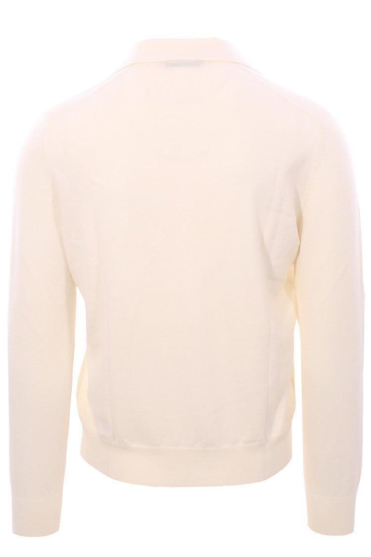 Paolo Fiorillo Capri Merino Wool Polo Skipper In Soft Ivory Hue