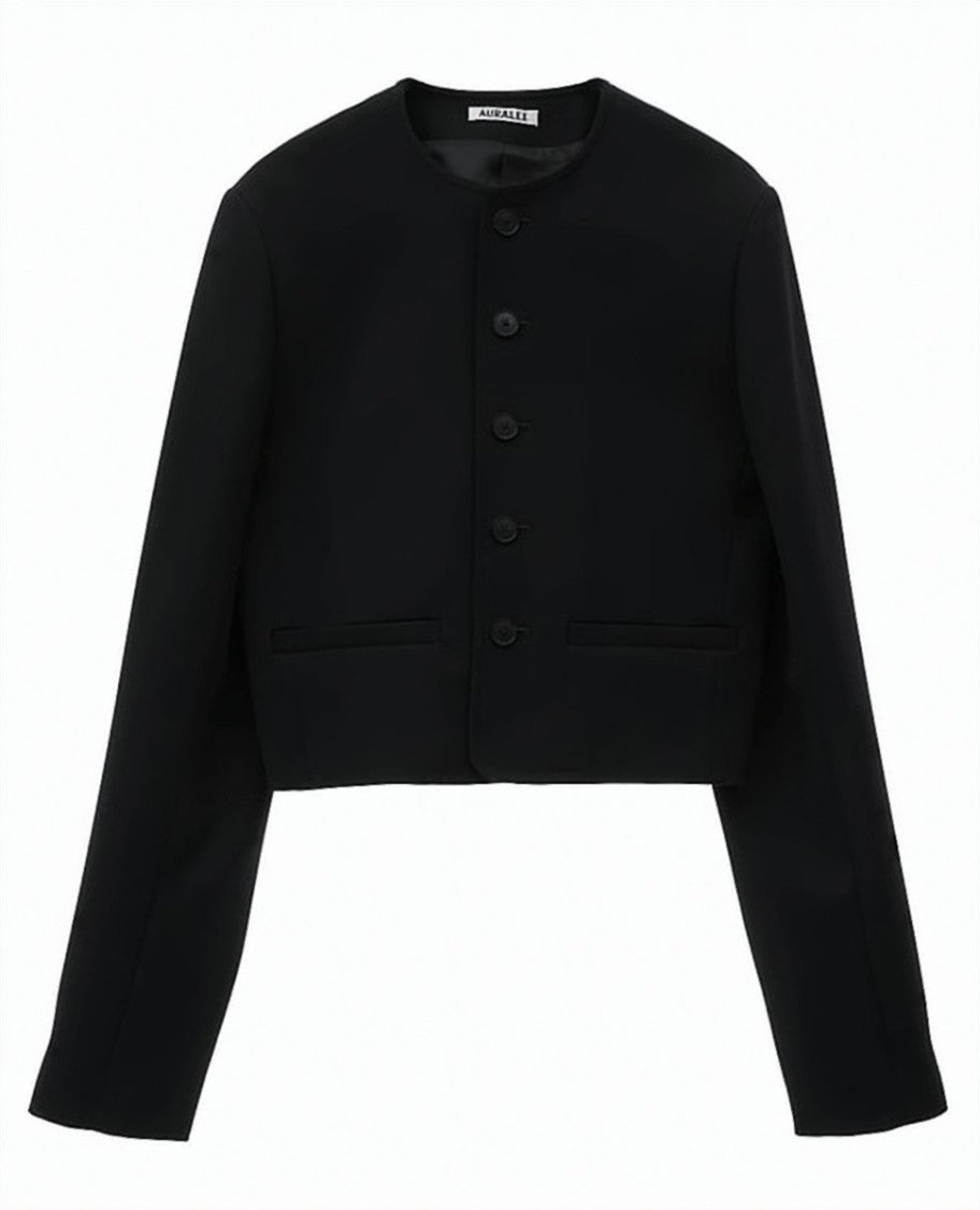 Auralee Cropped Black Jacket With Button-Down Front