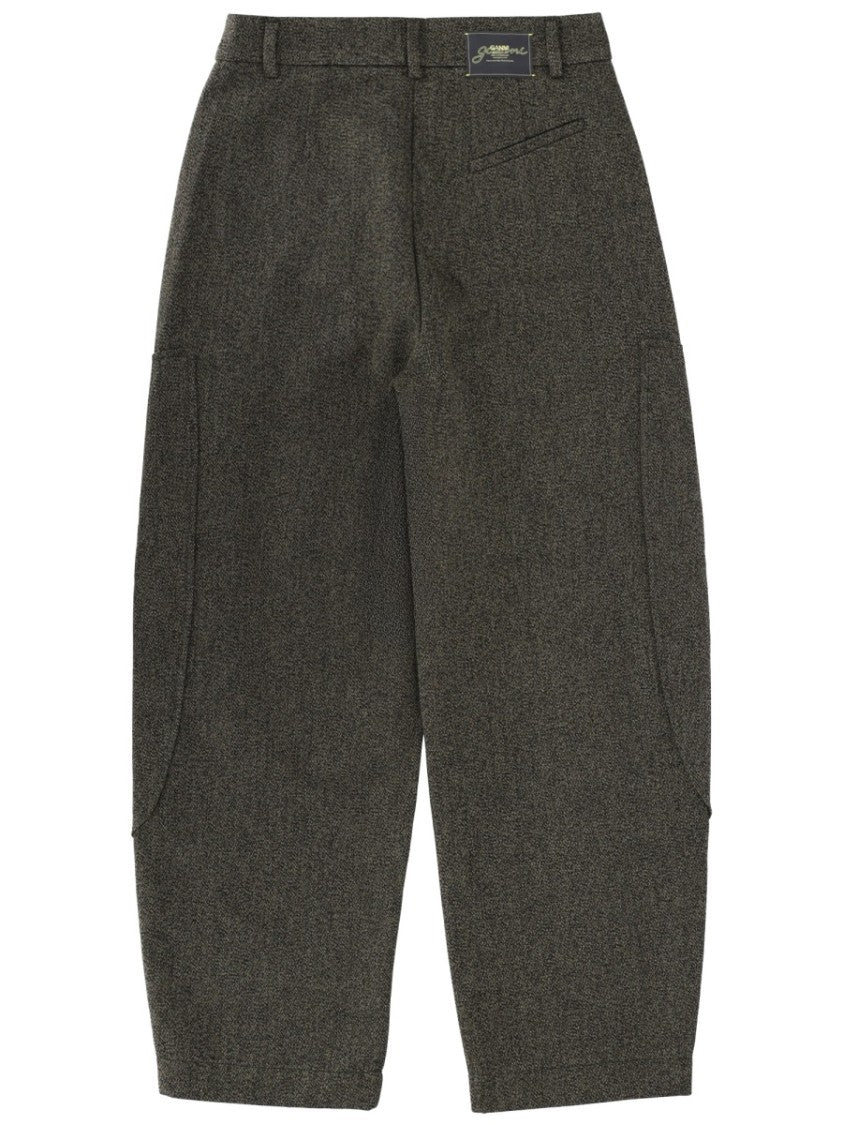 Ganni Charcoal Mouline Cotton-Blend Pants