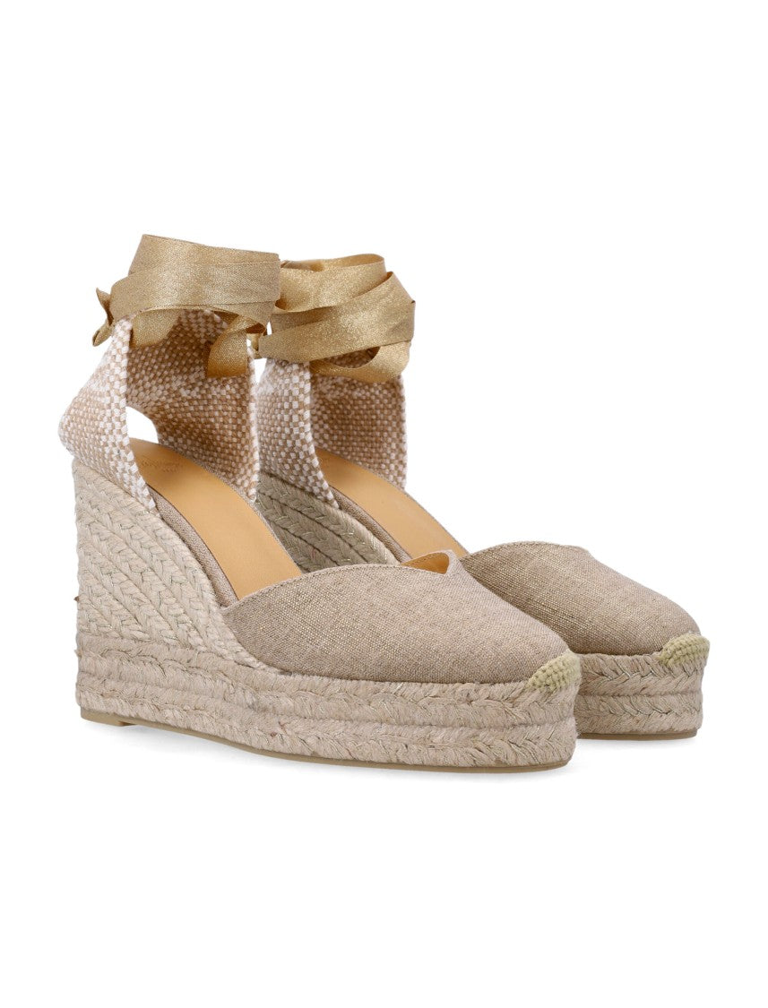 Castaner Chiara Metallic Linen Wedge Espadrilles