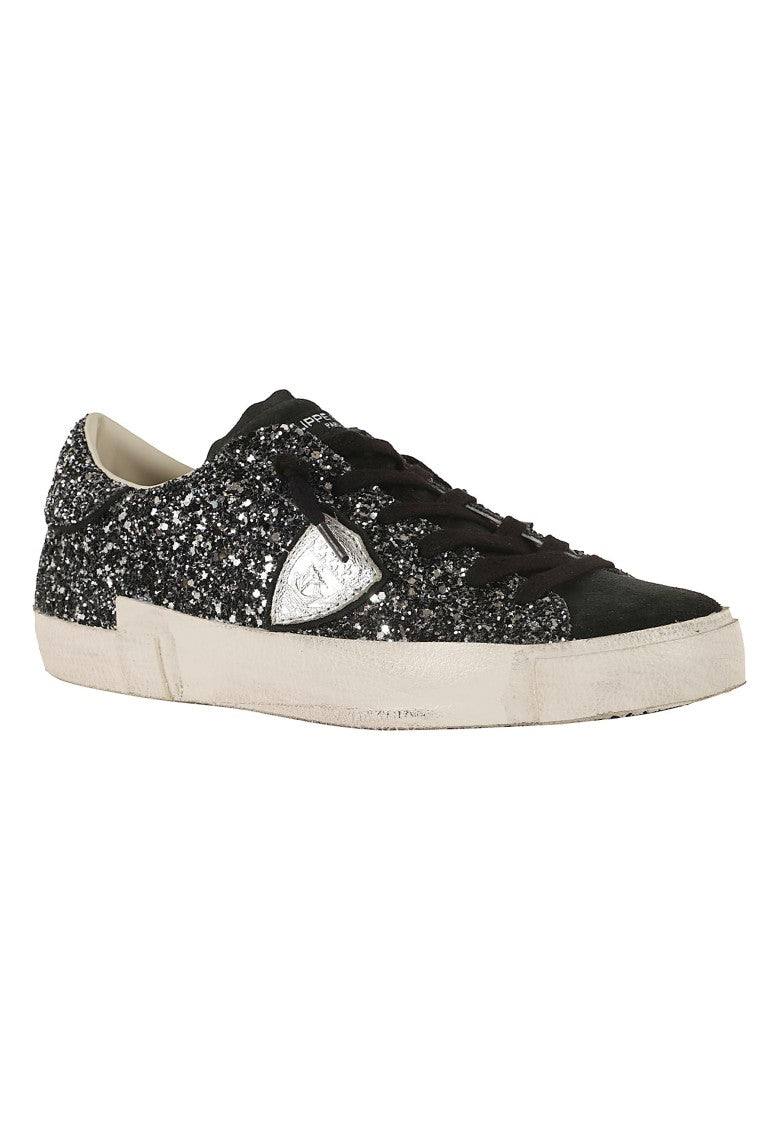 Philippe Model Prsx Low Glitter Suede Sneakers