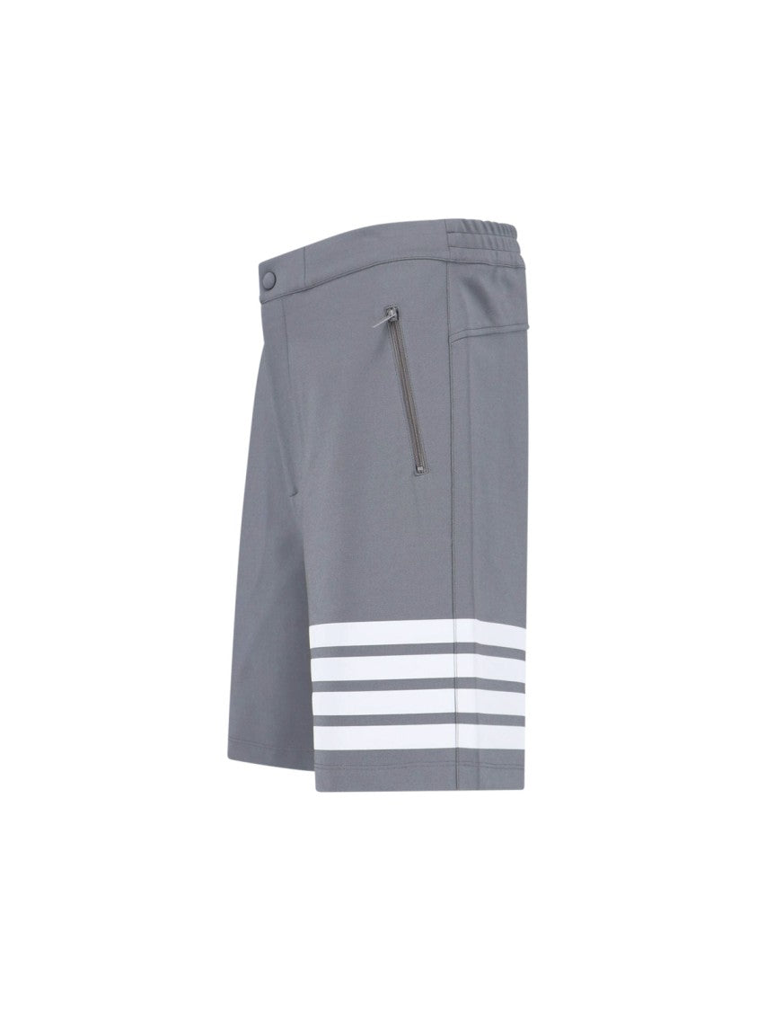 Thom Browne Grey 4-Bar Viscose Blend Straight Shorts