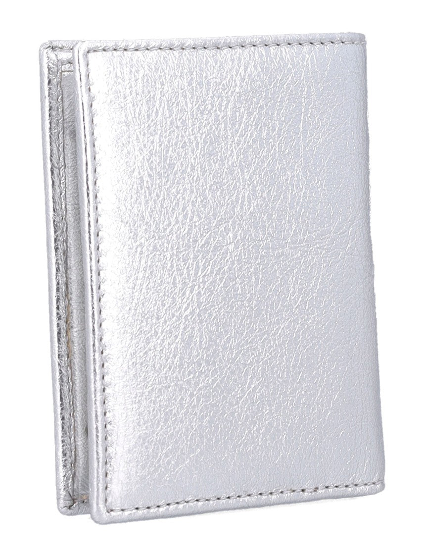 Comme Des Garçons Textured Metallic Silver Bifold Wallet With Card Slots
