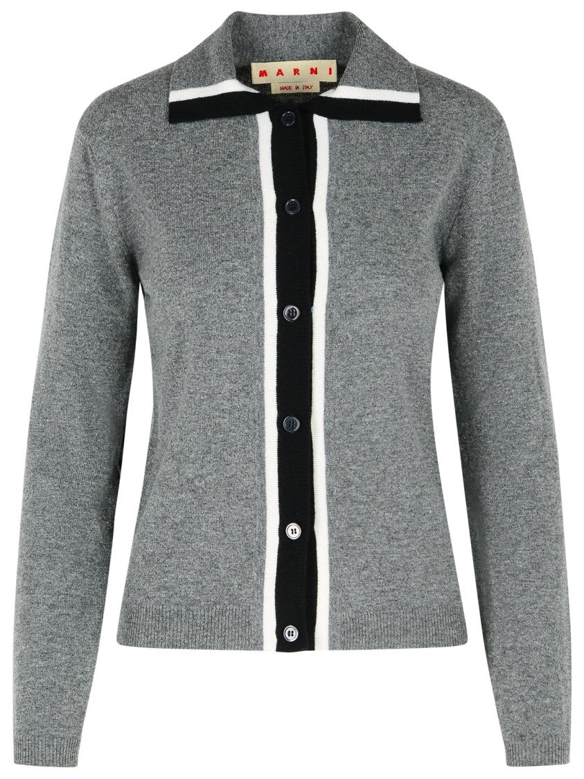 Marni Grey Virgin Wool Cardigan