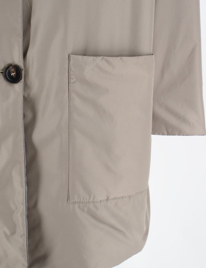 Le Tricot Perugia Taupe Technical Fabric Jacket With Adjustable Hood