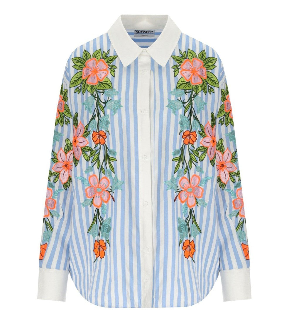 Essentiel Antwerp Hotswolds2 White And Light Blue Shirt