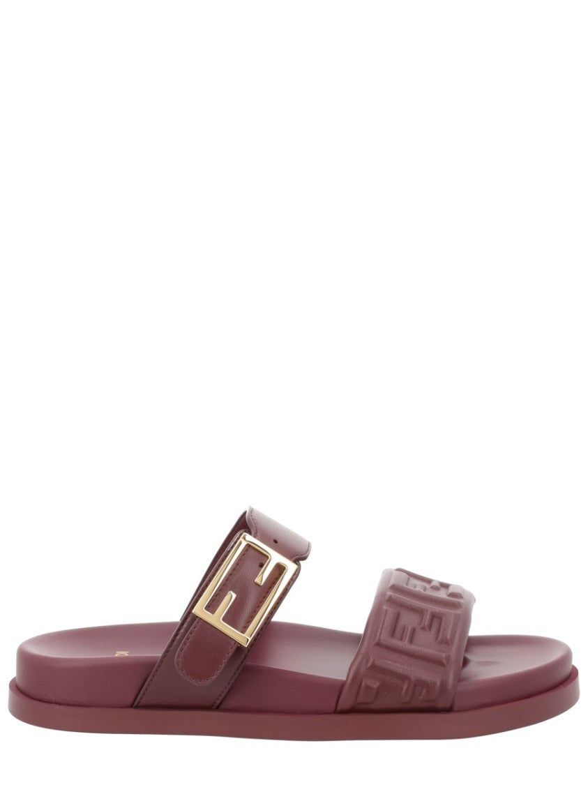 Fendi Fendi Feel Burgundy Leather Sandals