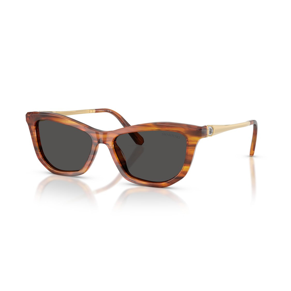 Swarovski 0Sk6057 Rectangular Tortoiseshell Acetate Sunglasses With Gold-Tone Temples