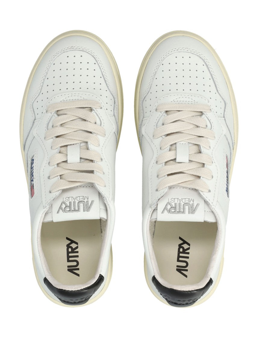 Autry Medalist Leather Low Sneakers White Black