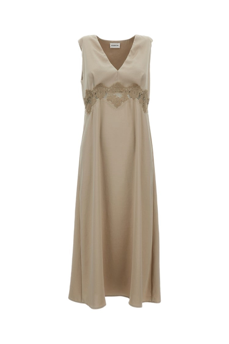 Parosh Sleeveless Midi Dress With V-Neckline And Lace Insert
