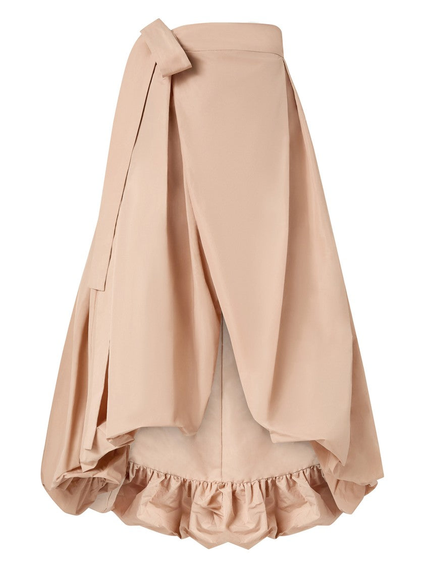 Pinko Cameo Pink Taffeta Skirt With Front Slit And Bow Detail