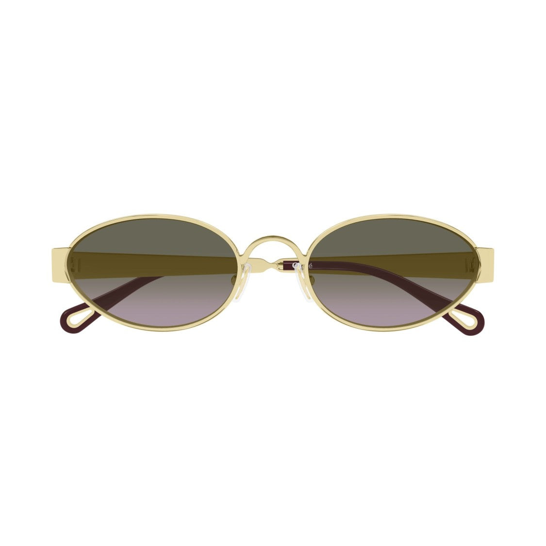 Chloé Oval Metal Sunglasses With Gold Finish