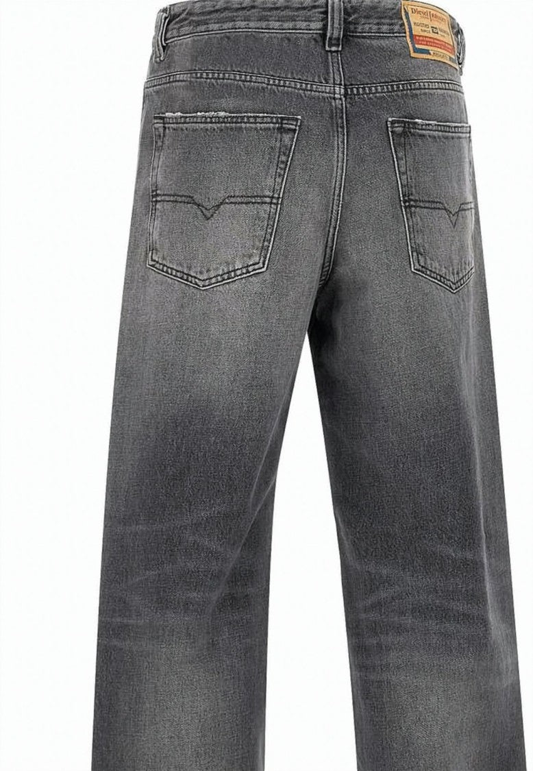Diesel Relaxed Fit Faded Grey Denim Pants With Five-Pocket Design