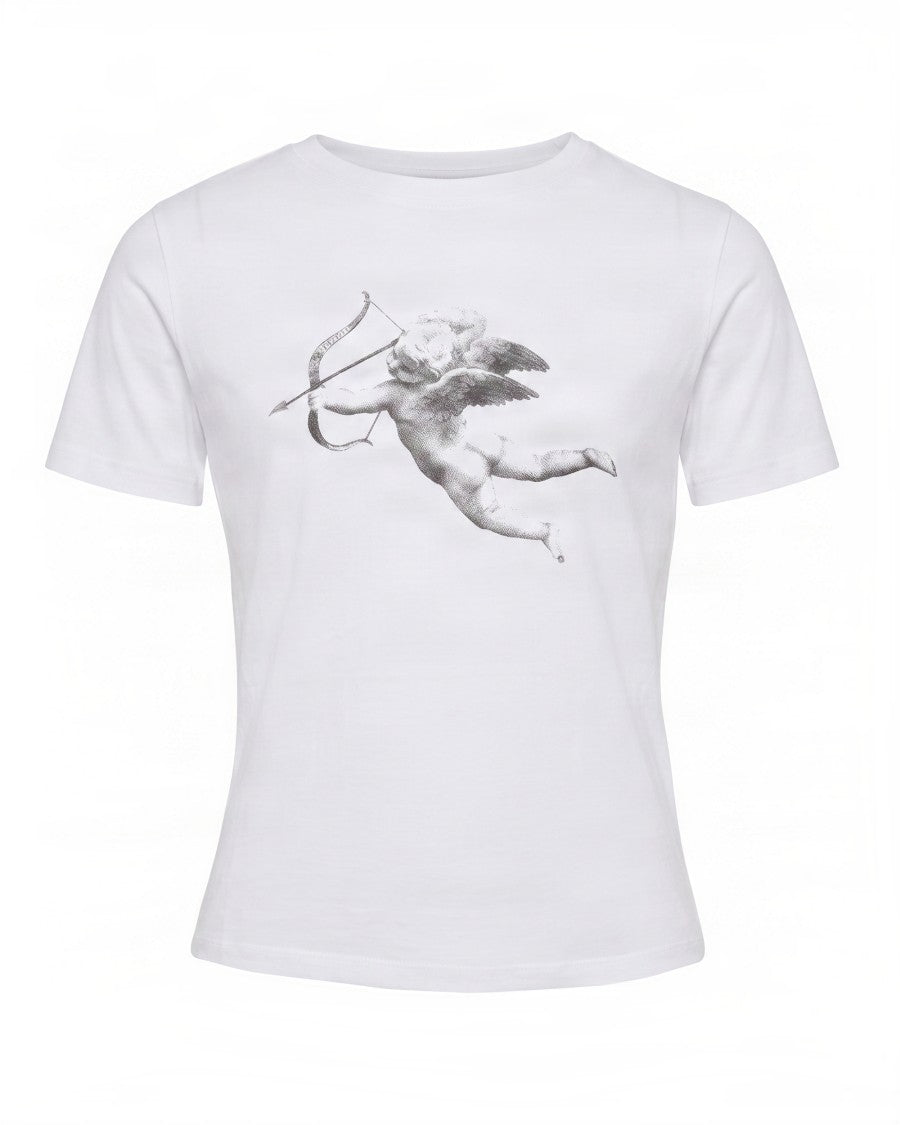 Fiorucci Monochrome Cherub Print Cotton T-Shirt