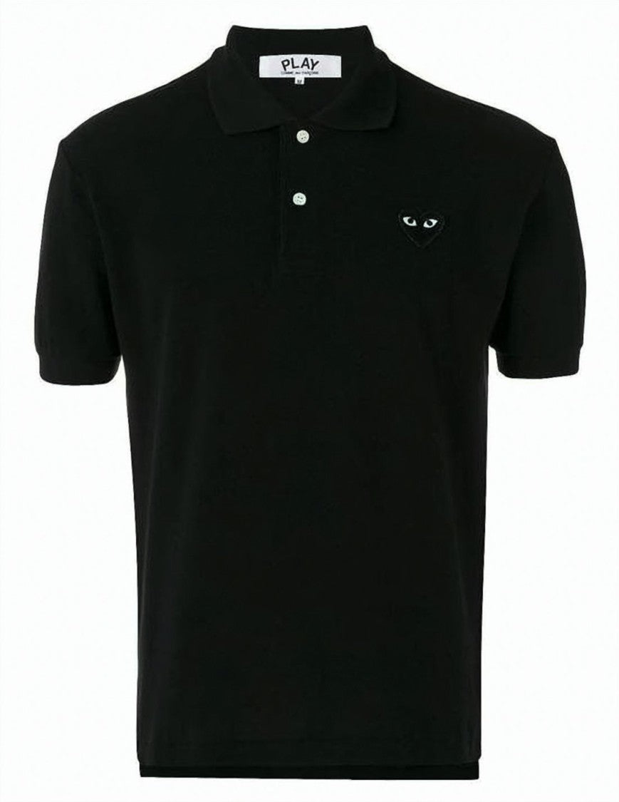 Comme Des Garçons Short-Sleeved Polo Shirt With Embroidered Heart Logo