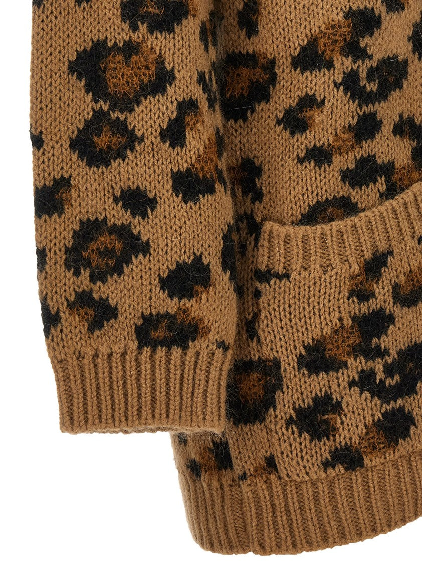 Valentino Garavani Animal Print Cashmere Blend Cardigan